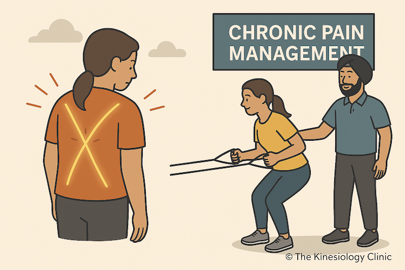 An image showing glowing lines on a back, symbolizing chronic pain management.